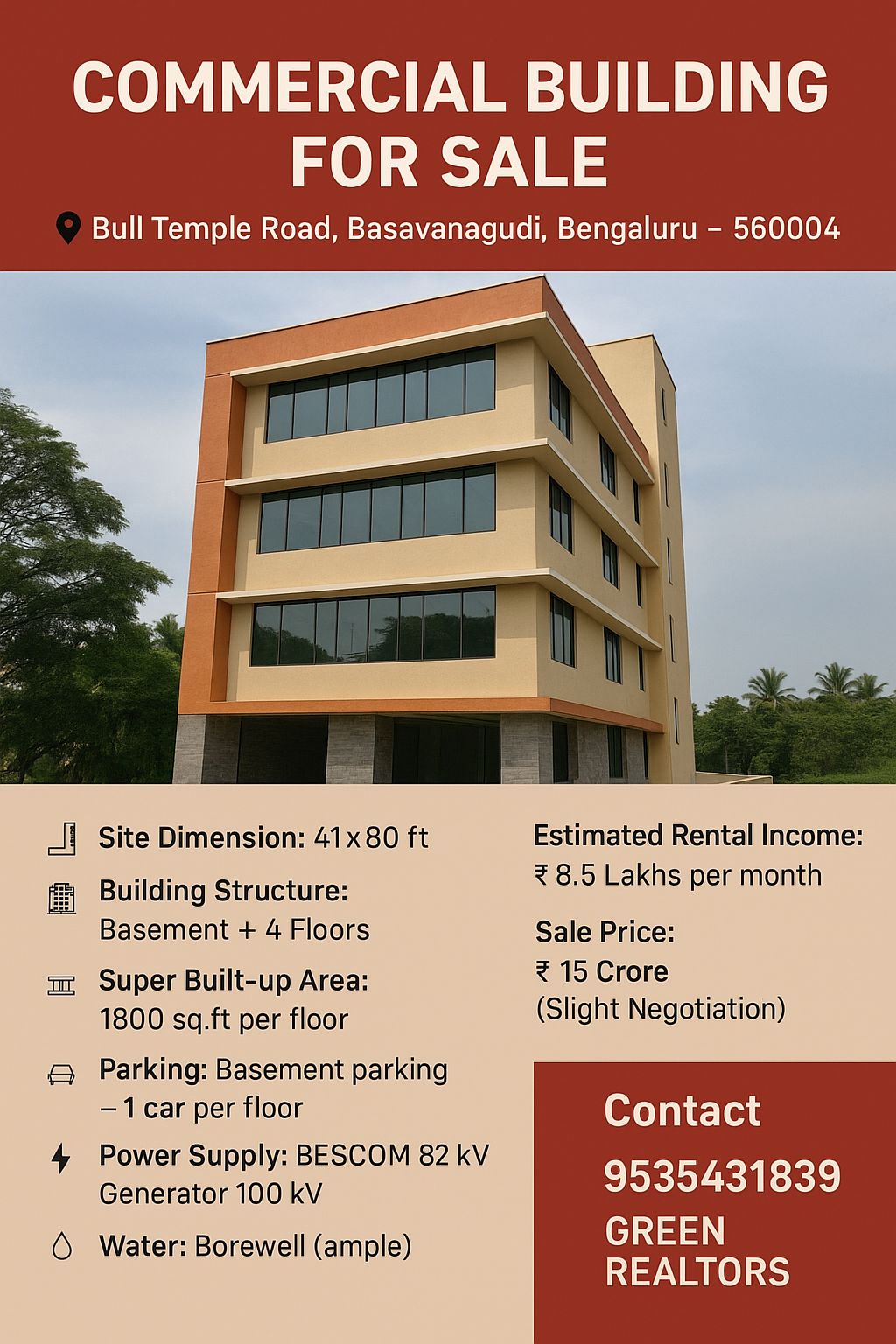  *property id 5215*  *Commercial Building for Sale*– *Bull Temple Road, Basavanagudi, Bengaluru*(560004)